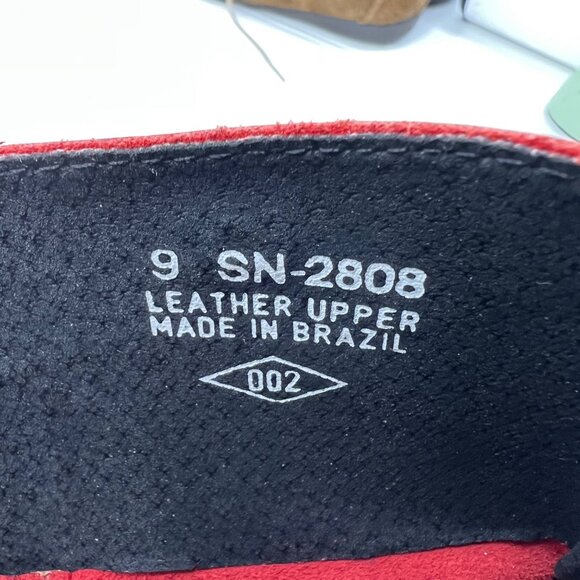 Skechers Somethin Else Red Leather Heeled Ankle Boots Womens Size 9 Side Zipper - Picture 7 of 7